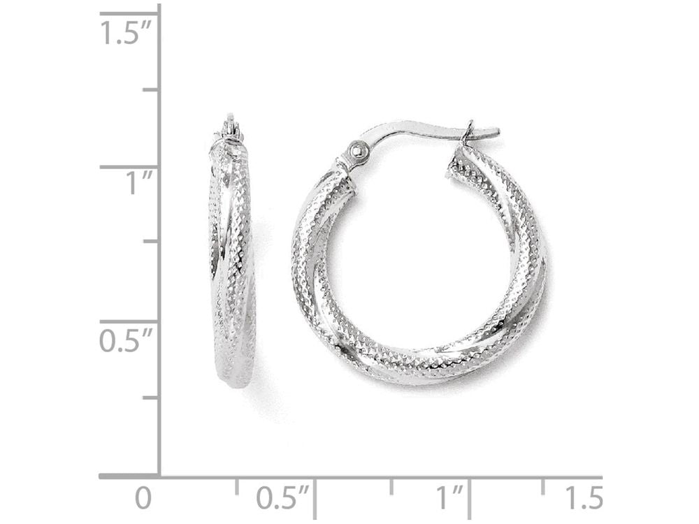 FJC Finejewelers 10k White Gold Textured Hinged Hoop Earrings