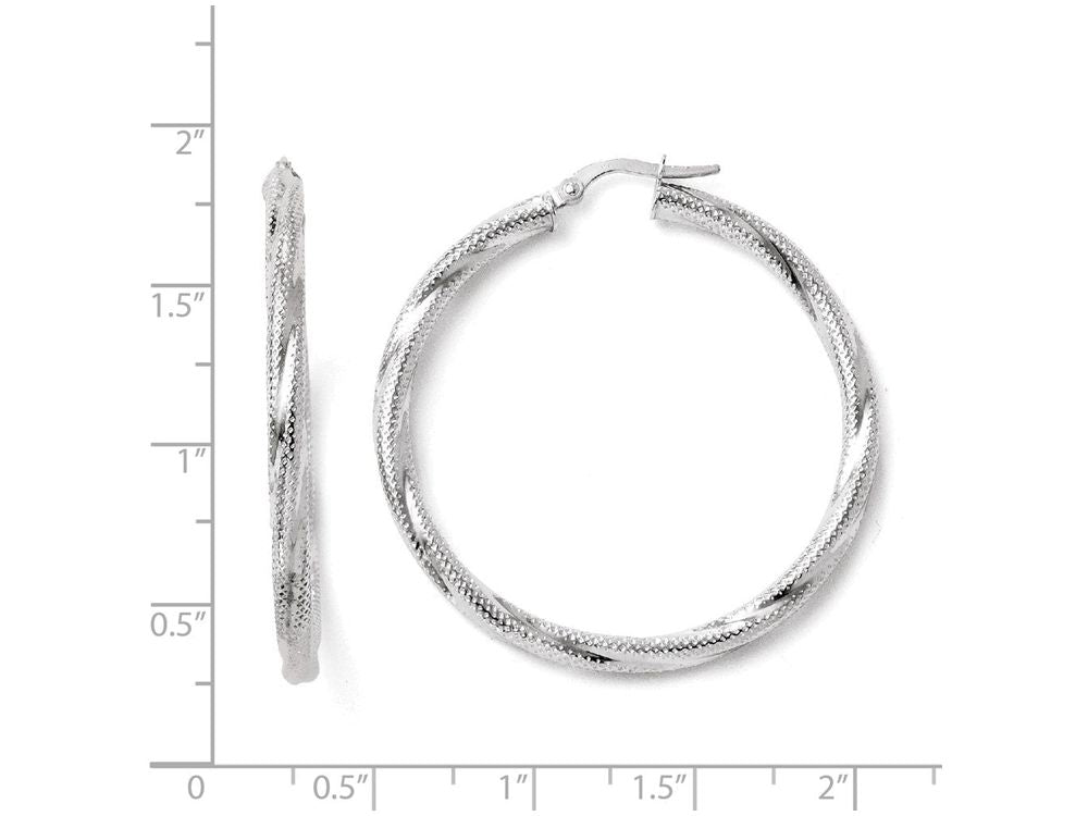FJC Finejewelers 10k White Gold Twisted Hinged Hoop Earrings