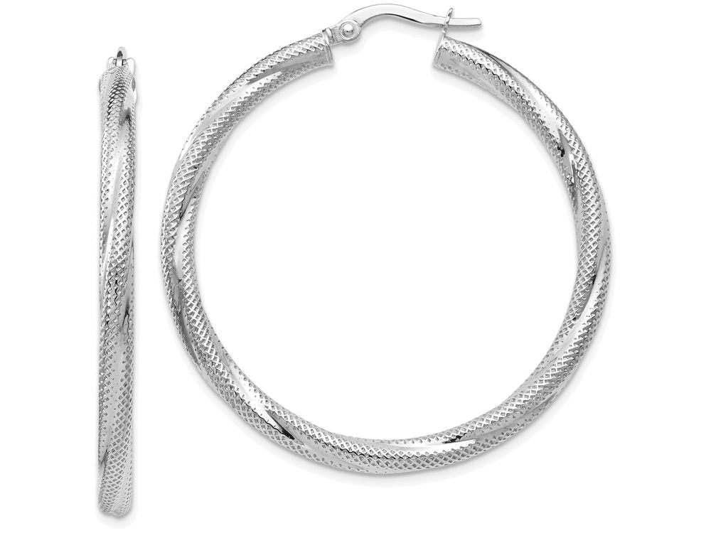 FJC Finejewelers 10k White Gold Twisted Hinged Hoop Earrings