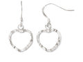 FJC Finejewelers Sterling Silver Textured Heart Shepherd Hook Dangle Earrings