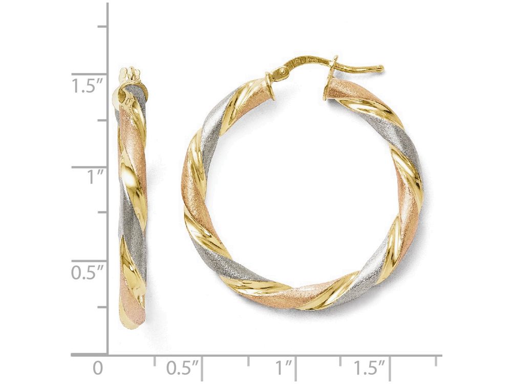 FJC Finejewelers Sterling Silver Tri-color Twisted Hinged Hoop Earrings