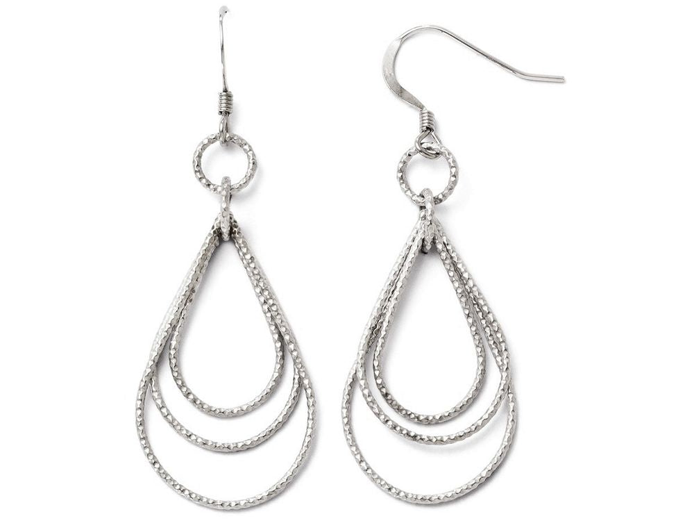 FJC Finejewelers Sterling Silver Textured Shepherd Hook Dangle Earrings