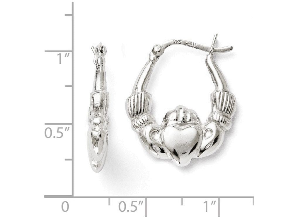 FJC Finejewelers Sterling Silver Polished Claddagh Hinged Hoop Earrings