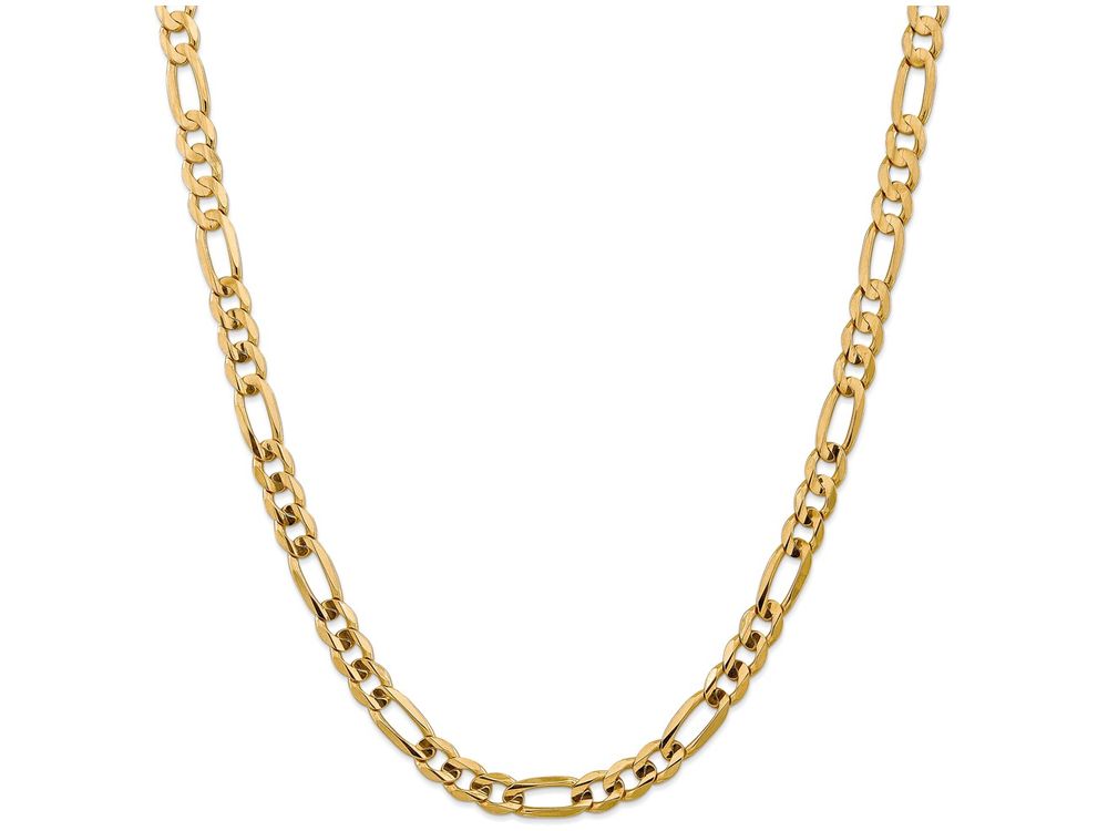 FJC Finejewelers 9 Inch 14k Yellow Gold 7.5mm Concave Open Figaro Chain Ankle Bracelet (Smaller Ankles)