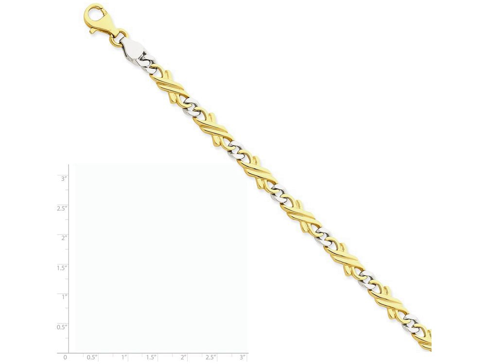 FJC Finejewelers 7 Inch 14 kt Two Tone Gold 6mm Hand-polished Fancy Link Chain Bracelet