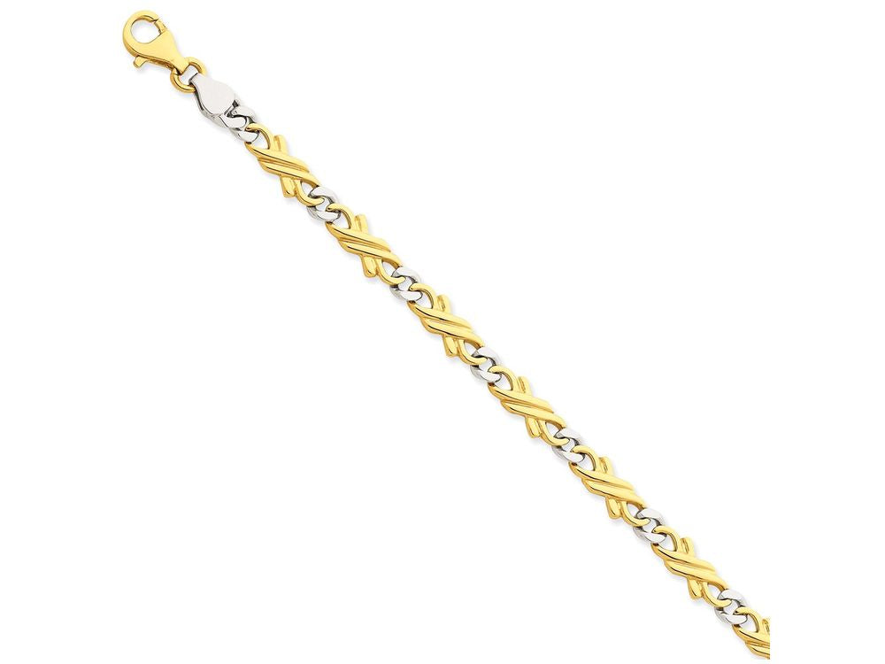FJC Finejewelers 8 Inch 14 kt Two Tone Gold 6mm Hand-polished Fancy Link Chain Bracelet