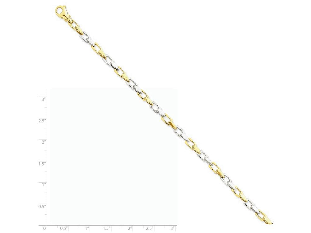 FJC Finejewelers 8 Inch 14 kt Two Tone Gold 4.5mm Hand-polished Fancy Link Chain Bracelet