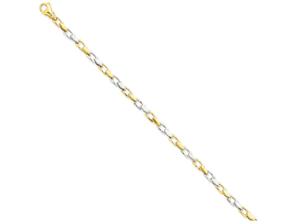 FJC Finejewelers 8 Inch 14 kt Two Tone Gold 4.5mm Hand-polished Fancy Link Chain Bracelet