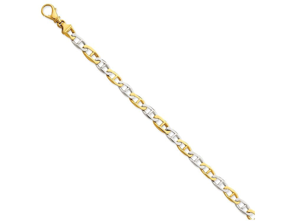FJC Finejewelers 7.25 Inch 14 kt Two Tone Gold 6.2mm Polished Fancy Link Chain Bracelet