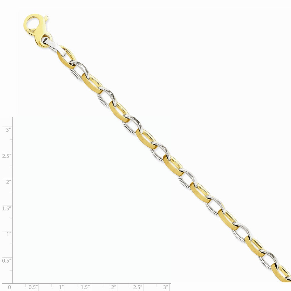 FJC Finejewelers 14 kt Two Tone Gold 6.6mm Polished And Satin Fancy Link Bracelet