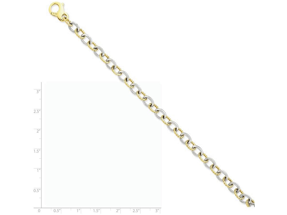 FJC Finejewelers 8.5 Inch 14 kt Two Tone Gold 6.5mm Fancy Link Chain Bracelet