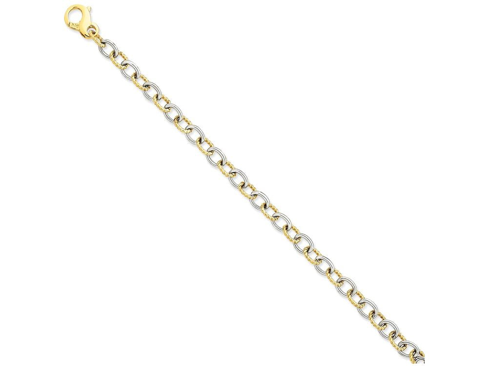 FJC Finejewelers 8.5 Inch 14 kt Two Tone Gold 6.5mm Fancy Link Chain Bracelet