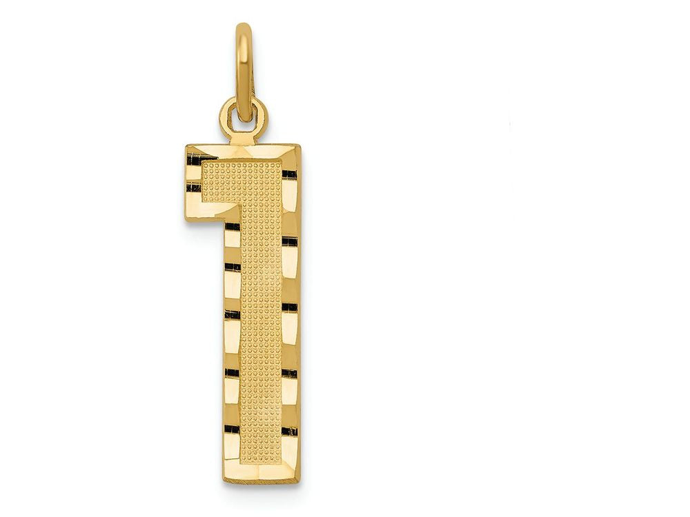 FJC Finejewelers 14k Yellow Gold Casted Large Bright Cut Number 1 Charm