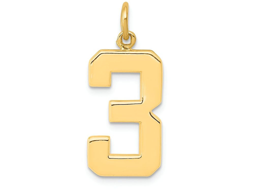 FJC Finejewelers 14k Yellow Gold Casted Large Polished Number 3 Charm