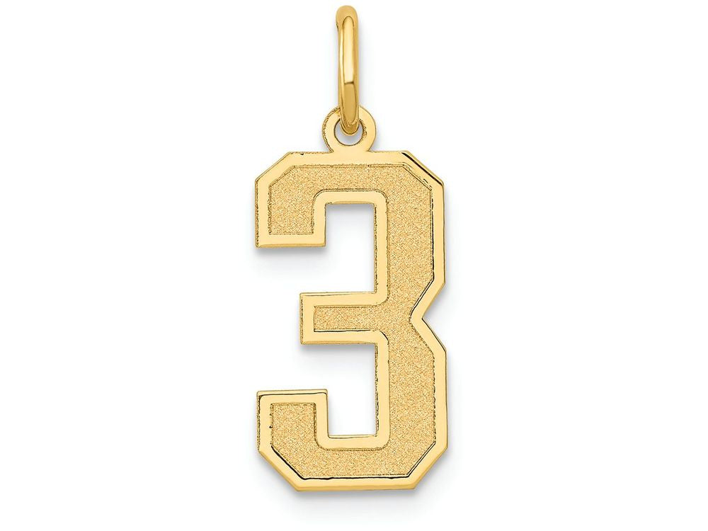 FJC Finejewelers 14k Yellow Gold Medium Satin Number 3 Charm
