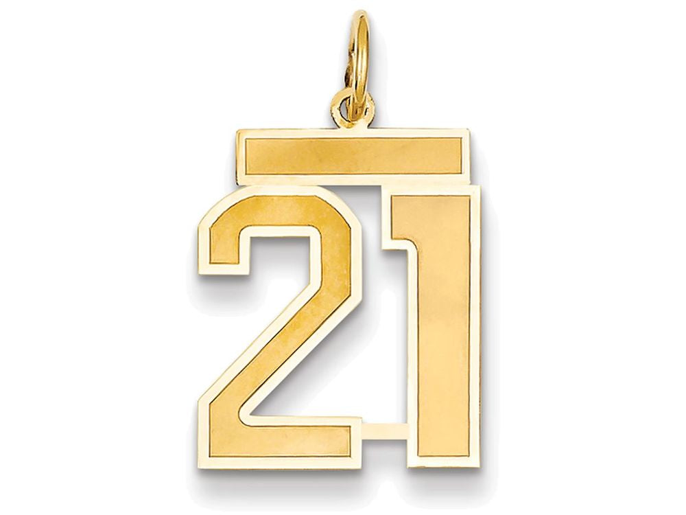 FJC Finejewelers 14k Yellow Gold Medium Satin Number 21 Charm