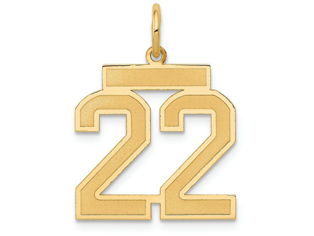 FJC Finejewelers 14k Yellow Gold Medium Satin Number 22 Charm