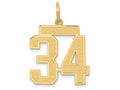 FJC Finejewelers 14k Yellow Gold Medium Satin Number 34 Charm