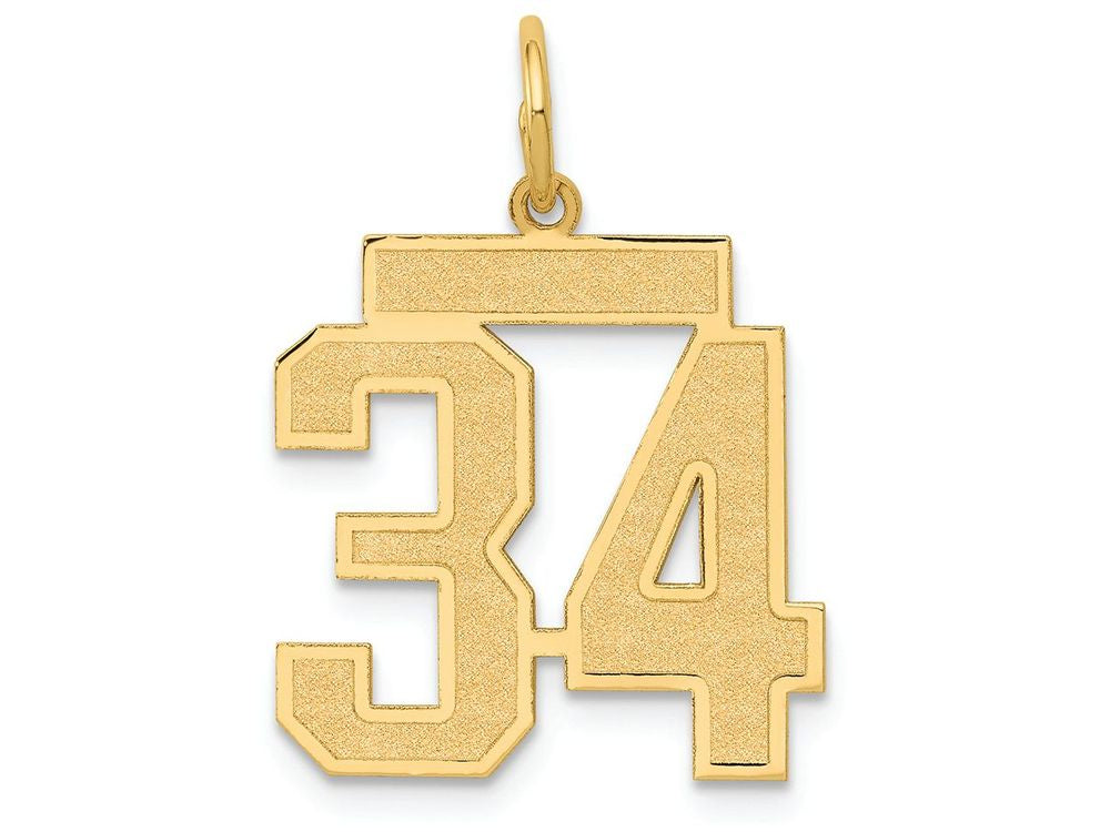 FJC Finejewelers 14k Yellow Gold Medium Satin Number 34 Charm