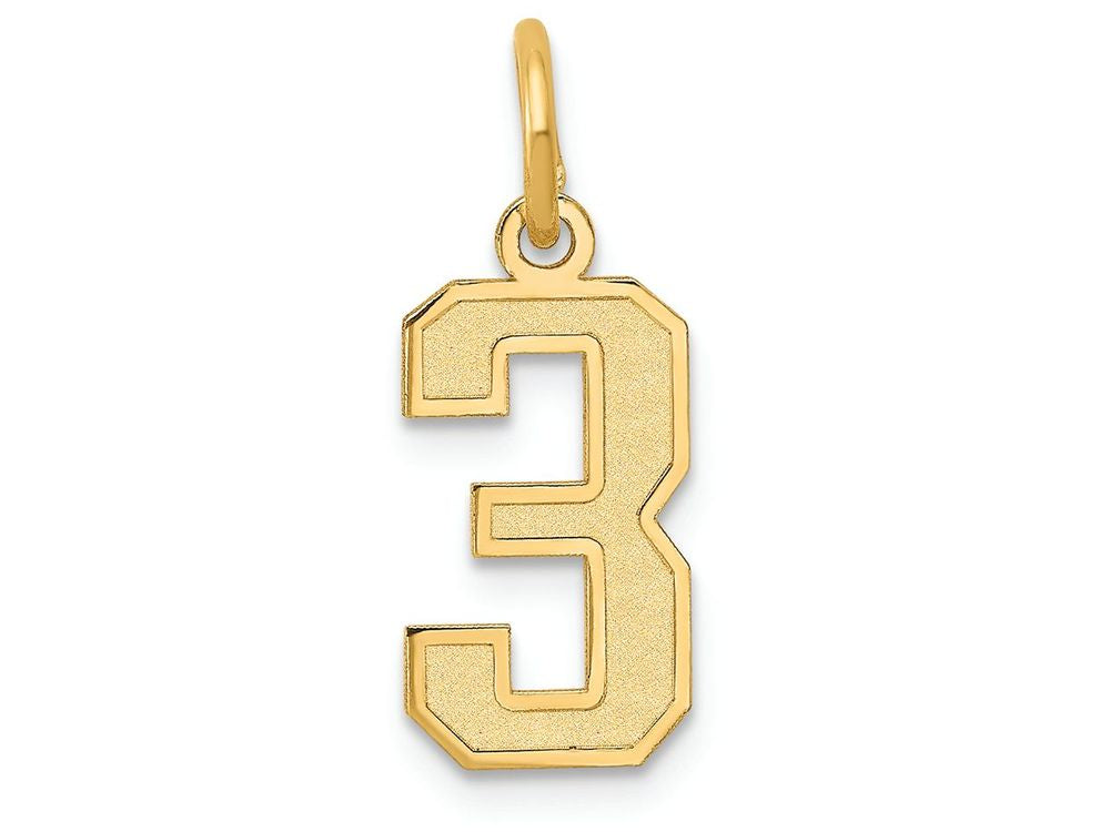 FJC Finejewelers 14k Yellow Gold Small Satin Number 3 Charm