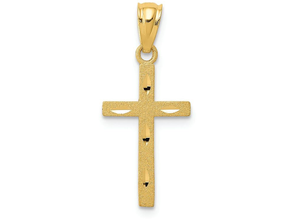 FJC Finejewelers 14k Yellow Gold Satin Bright Cut Cross Charm