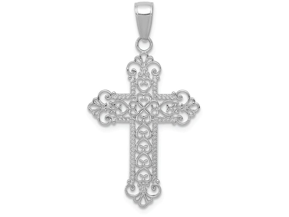 FJC Finejewelers 14k White Gold Fleur De Lis Cross Charm