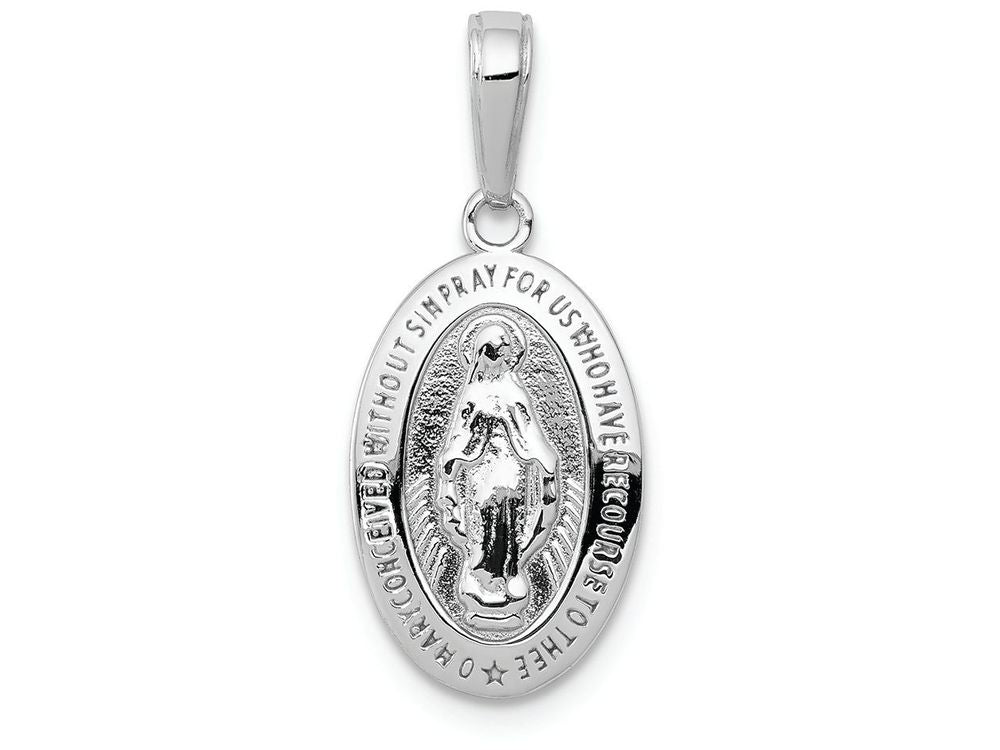 FJC Finejewelers 14k White Gold White Miraculous Medal Satin Finish - Oval Shape Charm