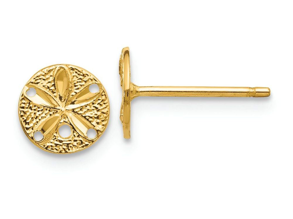 FJC Finejewelers 14k Yellow Gold Bright Cut Sand Dollar Post Earrings