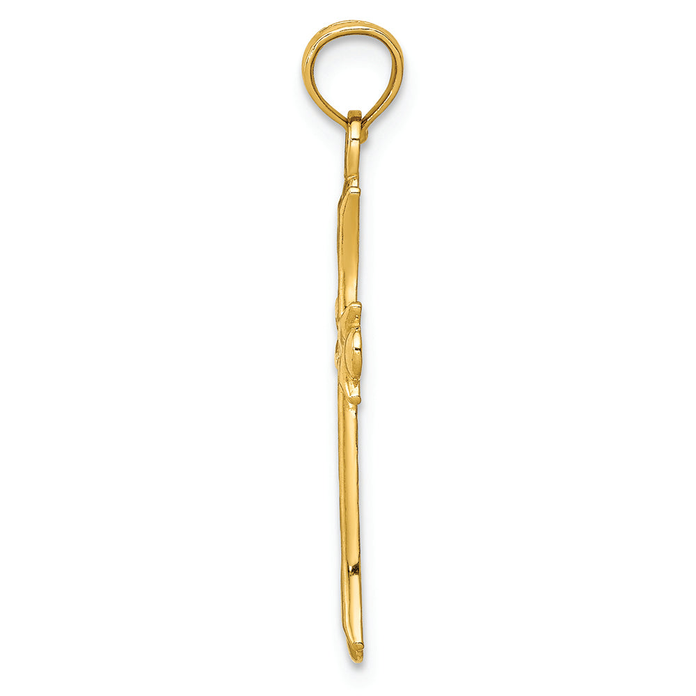 FJC Finejewelers 14k Yellow Gold Fleur De Lis Cross Charm