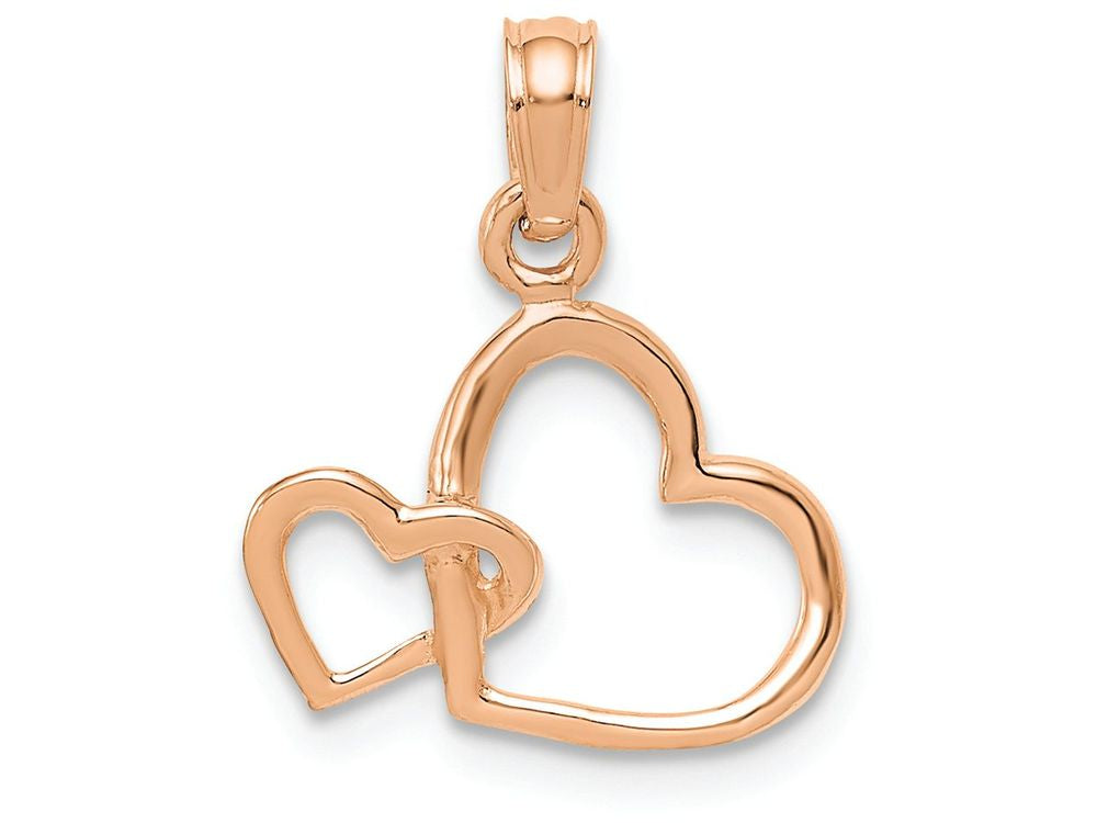 FJC Finejewelers 14k Rose Gold Double Hearts Intertwinedtwo-color Charm