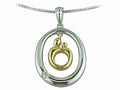 Mother and Child Sterling Silver Oval Pendant Necklace and 14k Yellow Gold Charm by Janel Russell