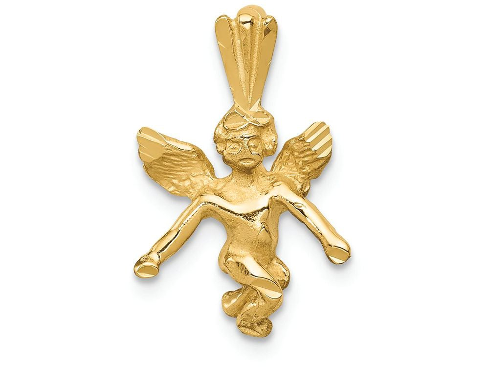 FJC Finejewelers 14k Yellow Gold Satin Bright Cut Angel Charm