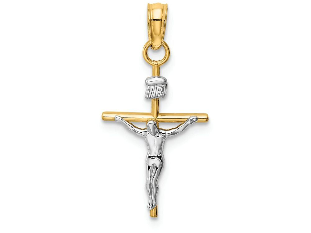 FJC Finejewelers 14k Two-tone Gold Inri Crucifix Charm 12 x 25mm