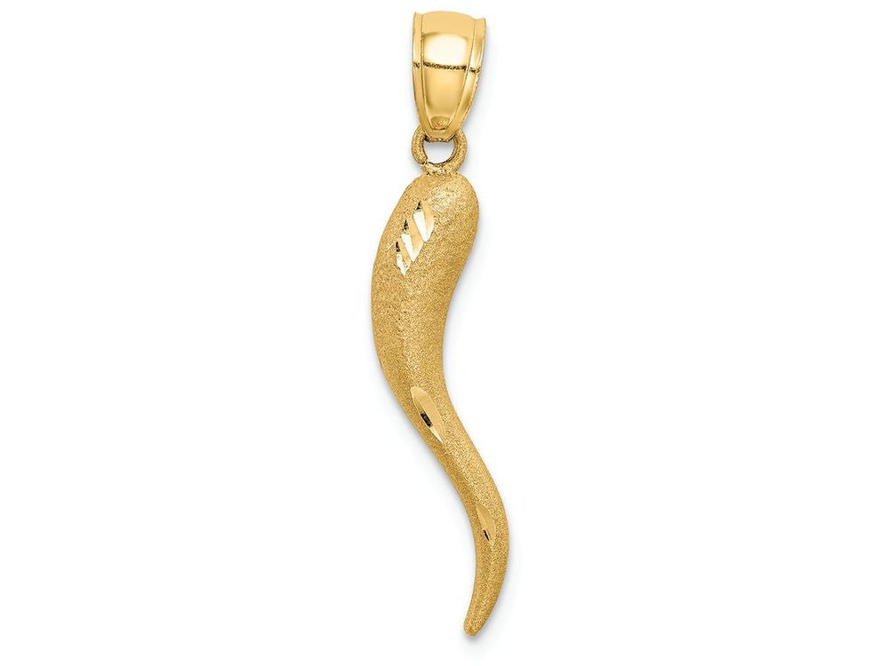 FJC Finejewelers 14k Yellow Gold Solid Bright Cut Italian Horn Charm