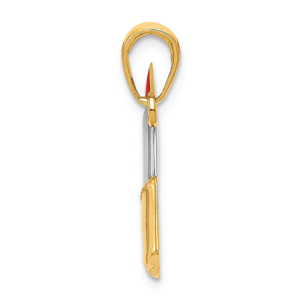 FJC Finejewelers 14k Yellow Gold with Rhodium Enameled Lipstick Charm