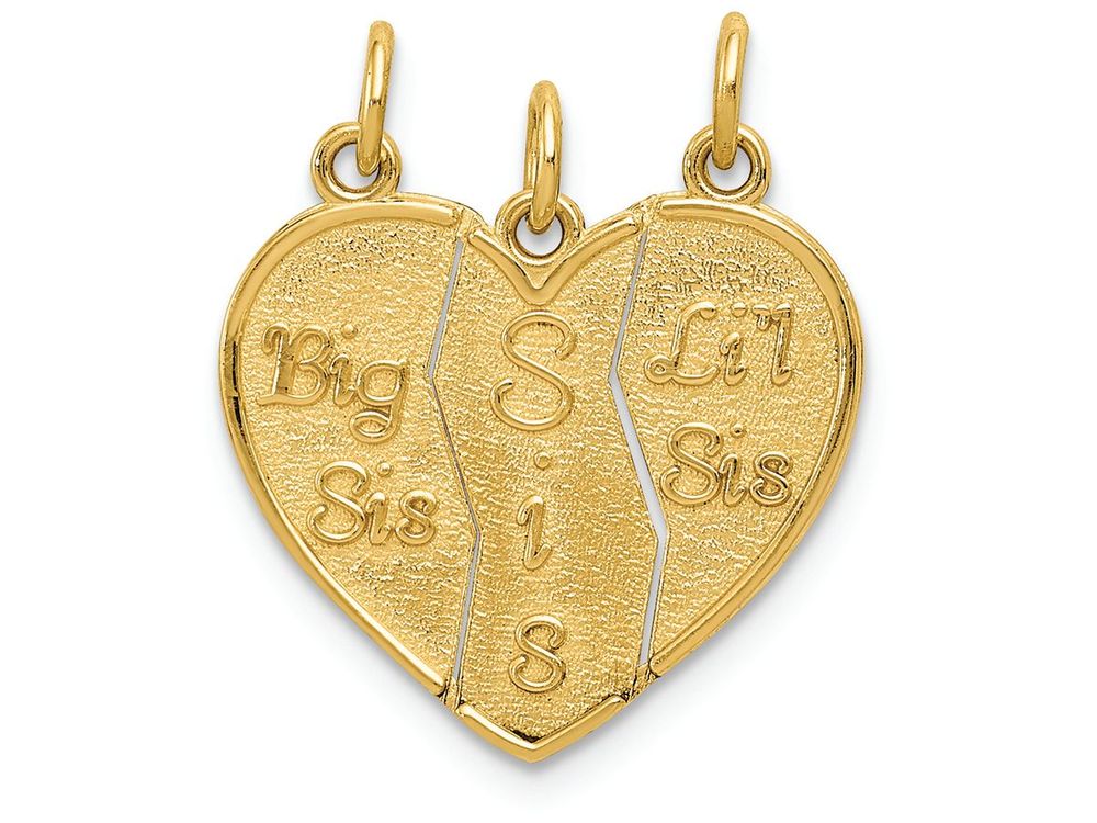FJC Finejewelers 14k Yellow Gold 3 Piece Break-apart Big Sis  Sis Lil Sis Charm