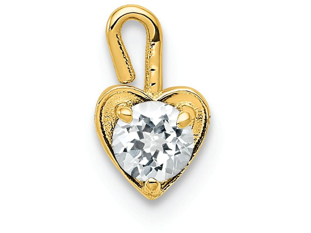 FJC Finejewelers 14k Yellow Gold April Synthetic Birth Month Stone Heart Charm