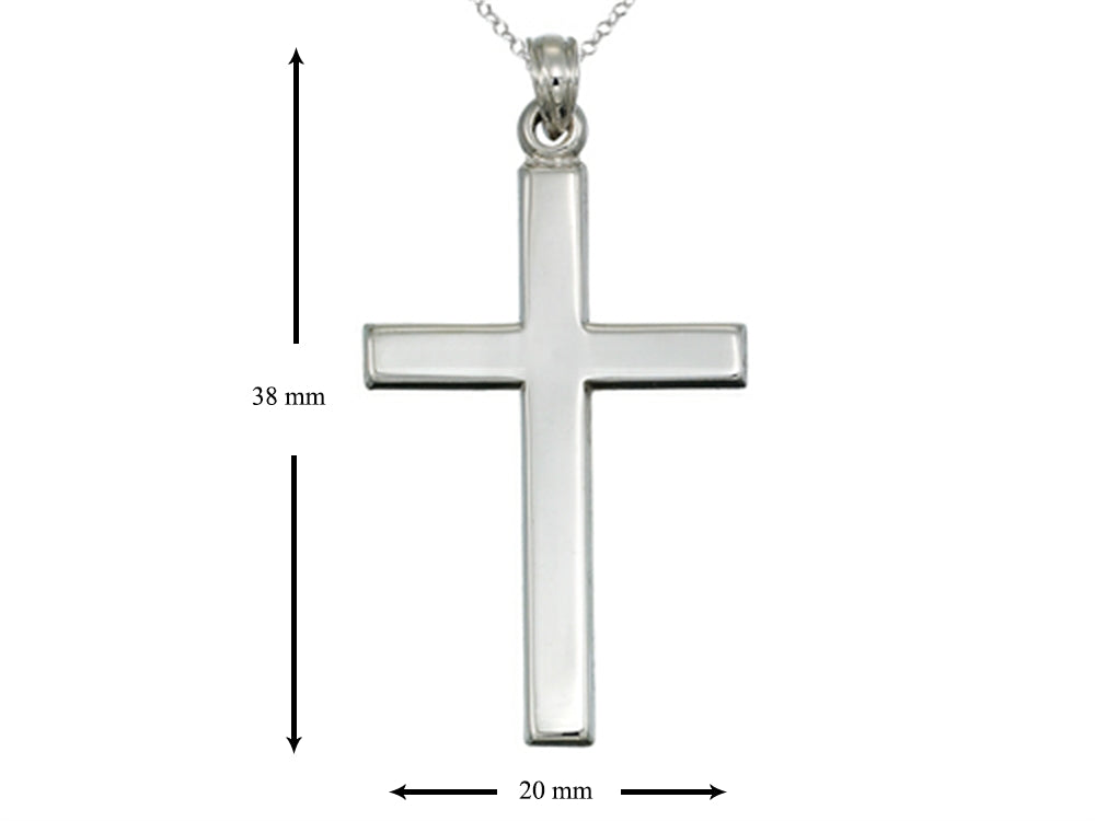 Finejewelers 925 Sterling Silver Rhodium Plain 38 x 20 mm Cross Pendant Necklace Chain Included