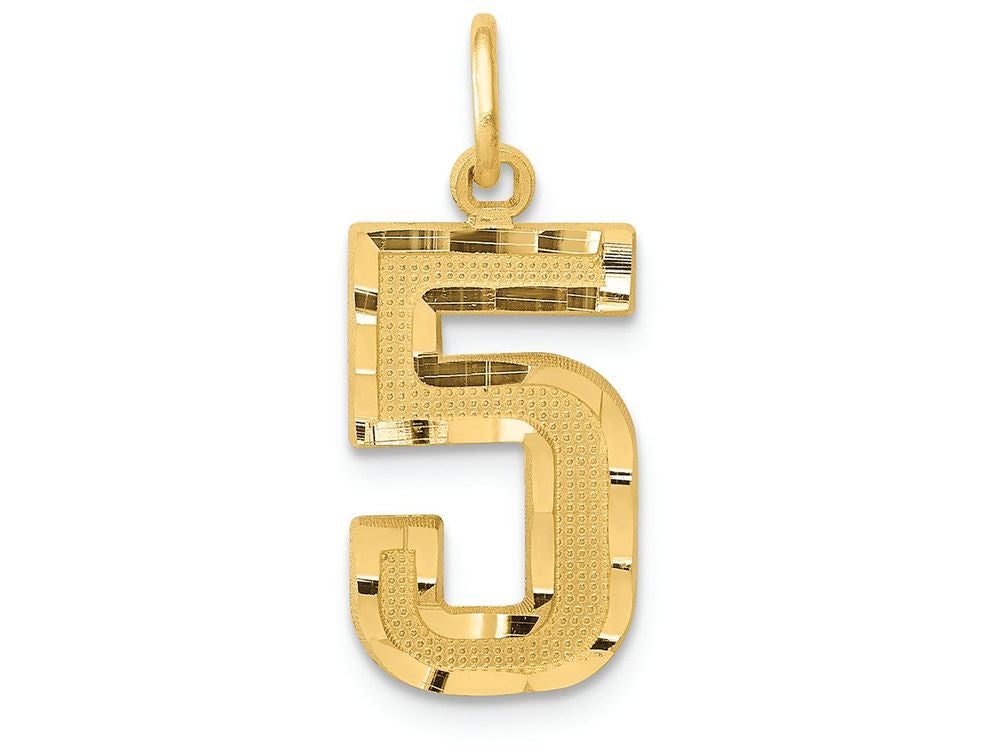 FJC Finejewelers 14k Yellow Gold Casted Medium Bright Cut Number 5 Charm