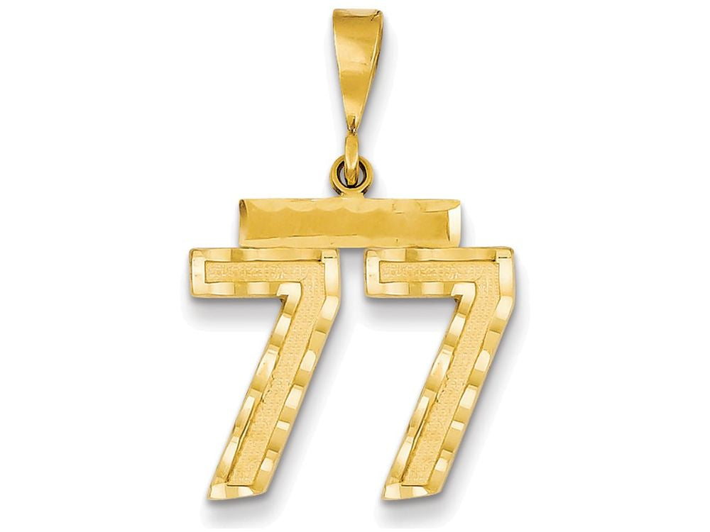 FJC Finejewelers 14k Yellow Gold Medium Bright Cut Number 77 Charm