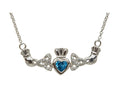 ShanOre Claddagh Trinity Design with 5mm Simulated Blue Topaz (CZ) Heart Pendant Necklace