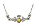 ShanOre Claddagh Trinity Design with 5mm Simulated Citrine (CZ) Heart Pendant Necklace