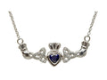 ShanOre Claddagh Trinity Design with 5mm Simulated Sapphire (CZ) Heart Pendant Necklace