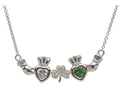 ShanOre Claddagh Shamrock Mothers Pendant Necklace Personalize 2 5mm Heart Shape Simulated Birthstones
