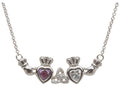 ShanOre Claddagh Trinity Mothers Pendant Necklace Personalize - 2 5mm Heart Shape Simulated Birthstones