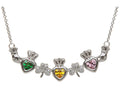 ShanOre Claddagh Shamrock Mothers Pendant Necklace Personalize 3 5mm Heart Shape Simulated Birthstones