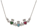 ShanOre Claddagh Trinity Mothers Pendant Necklace Personalize 3 5mm Heart Shape Simulated Birthstones