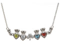ShanOre Claddagh Shamrock Mothers Pendant Necklace Personalize 4 5mm Heart Shape Simulated Birthstones
