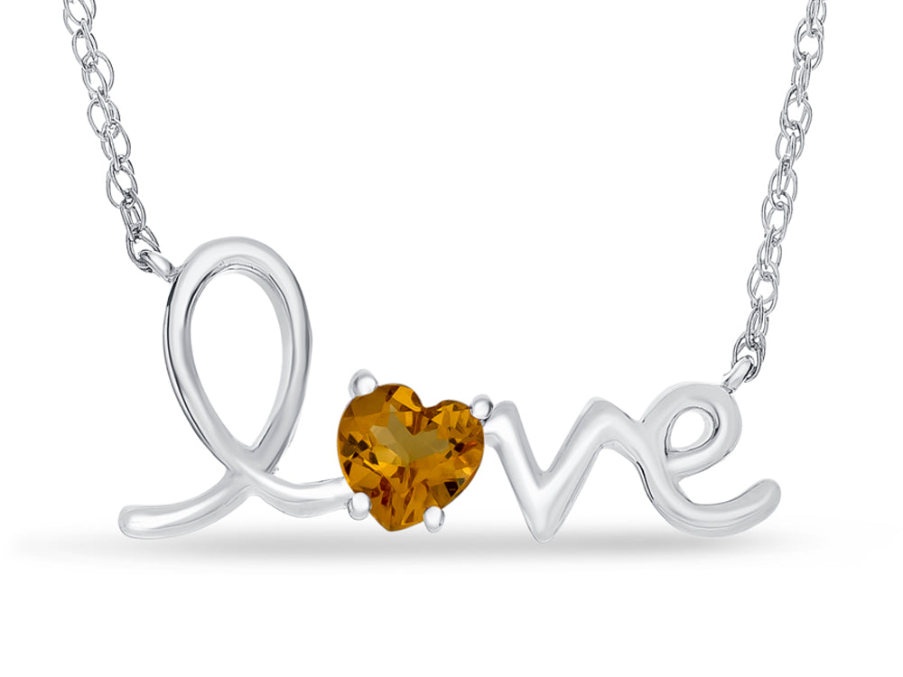 FJC Finejewelers Sterling Silver 18 Inch Love Necklace with 5mm Heart Shape Citrine