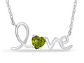 FJC Finejewelers Sterling Silver 18 Inch Love Necklace with 5mm Heart Shape Peridot